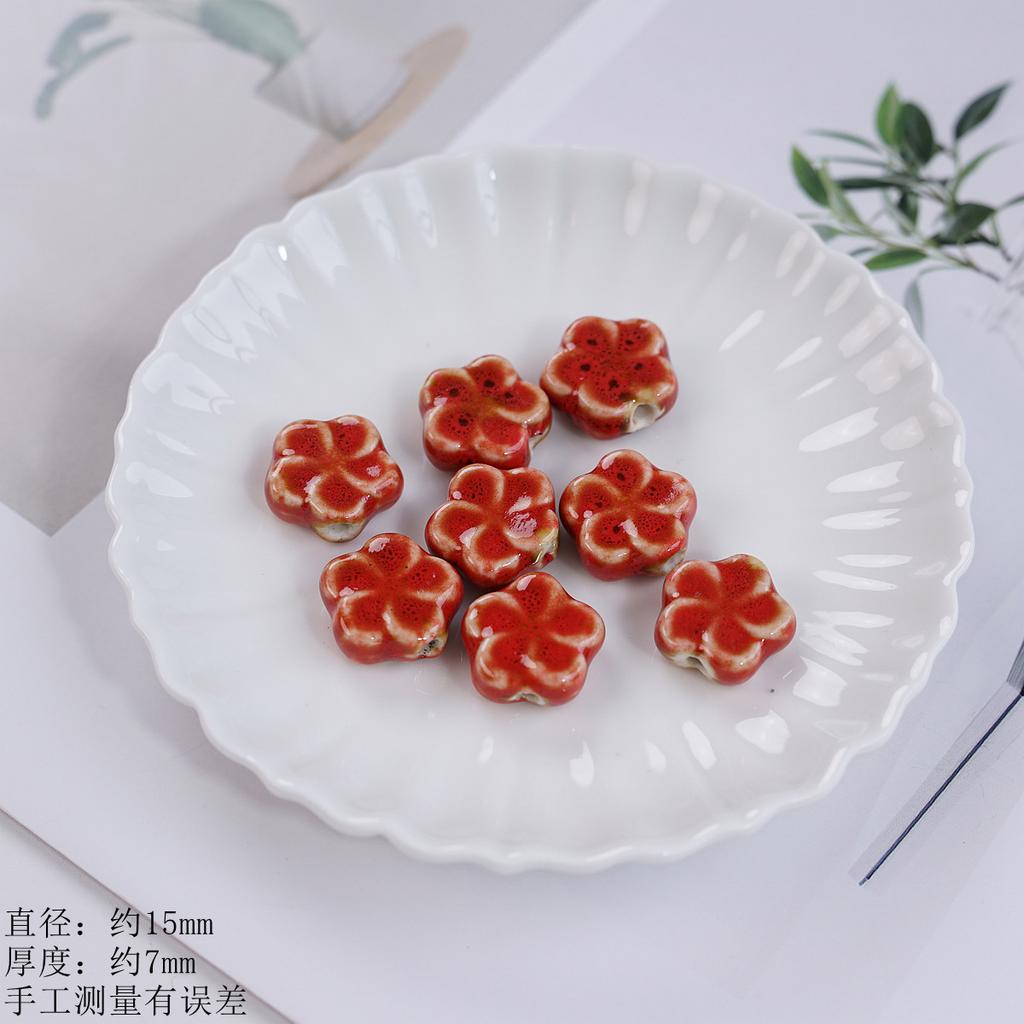 15Mm plum blossom sheet loose beads ceramic necklace bracelet DIY handmade creative bead manufacturer