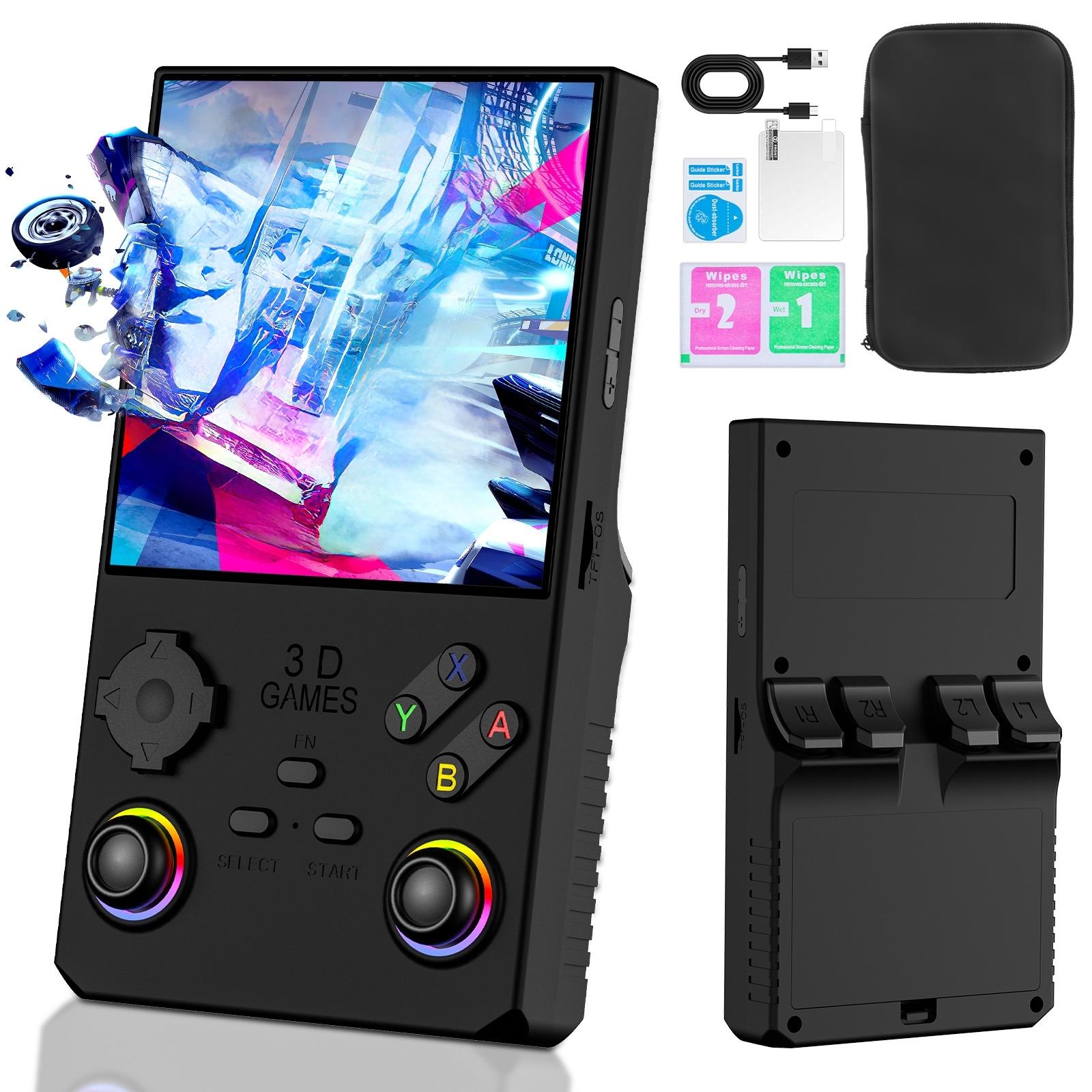 

64-128G Retro Handheld Game Console 4 IPS Screen 4000mAh Battery Joystick RGB Lighting Effect 256GB With More Than 40000 Games 64G чорний