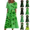 שמלת קיץ לנשים קז'ואל מודפסת שרוול קצר שמלת חוף מתנפנפת