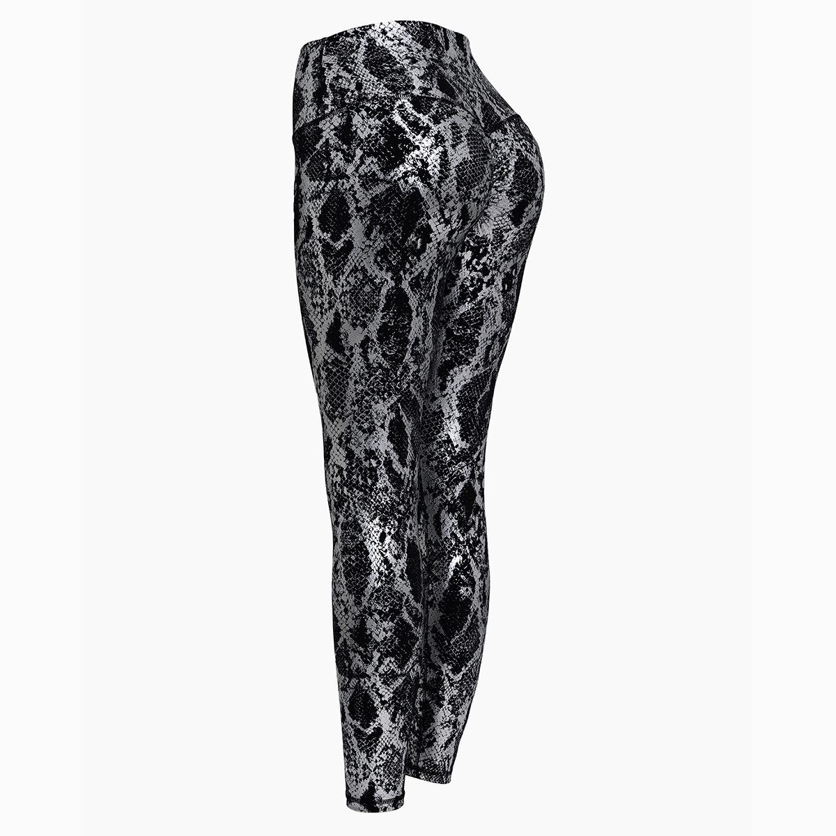 

High Waist Snake Print Yoga Pants - Slimming, Elastic Fit for Fitness Medium