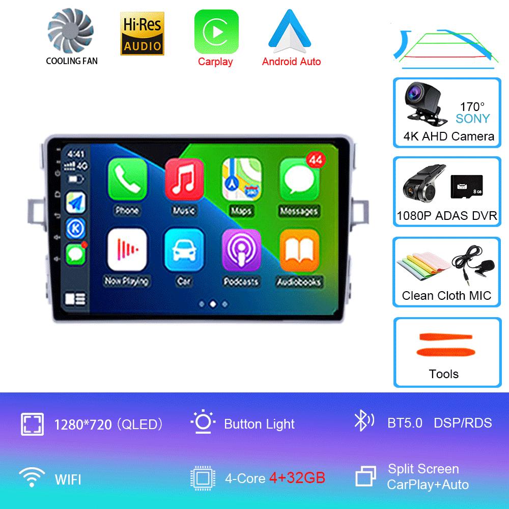 Android 14 Car Radio Carplay Auto For Toyota Verso R20 2009 2010 - 2018 GPS Navigation DSP Head Unit BT Video Player 2Din Stereo