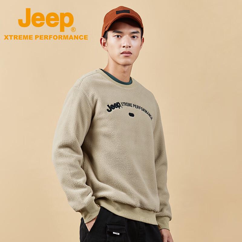 JEEP Men s Round Neck Pullover Thickened Fleece Jacket L