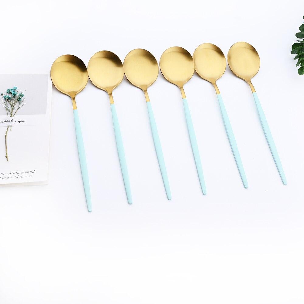 18pcs Colorful Cutlery Set Tableware Set Stainless Steel Dinner Knife Fork Spoon Matte Polishing Dinnerware Set
