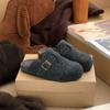 Retro Bag Head Half Slippers One Pedal Belt Buckle Thick-Soled Birkenstocks Women'S Outer Cotton Slippers