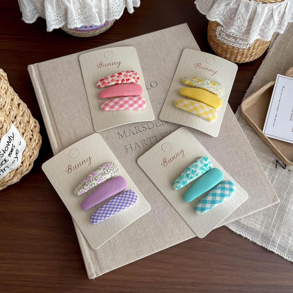 Korean Style Plaid Floral Water Drop BB Hair Clip Set: Versatile Hairpin Accessories for Girls