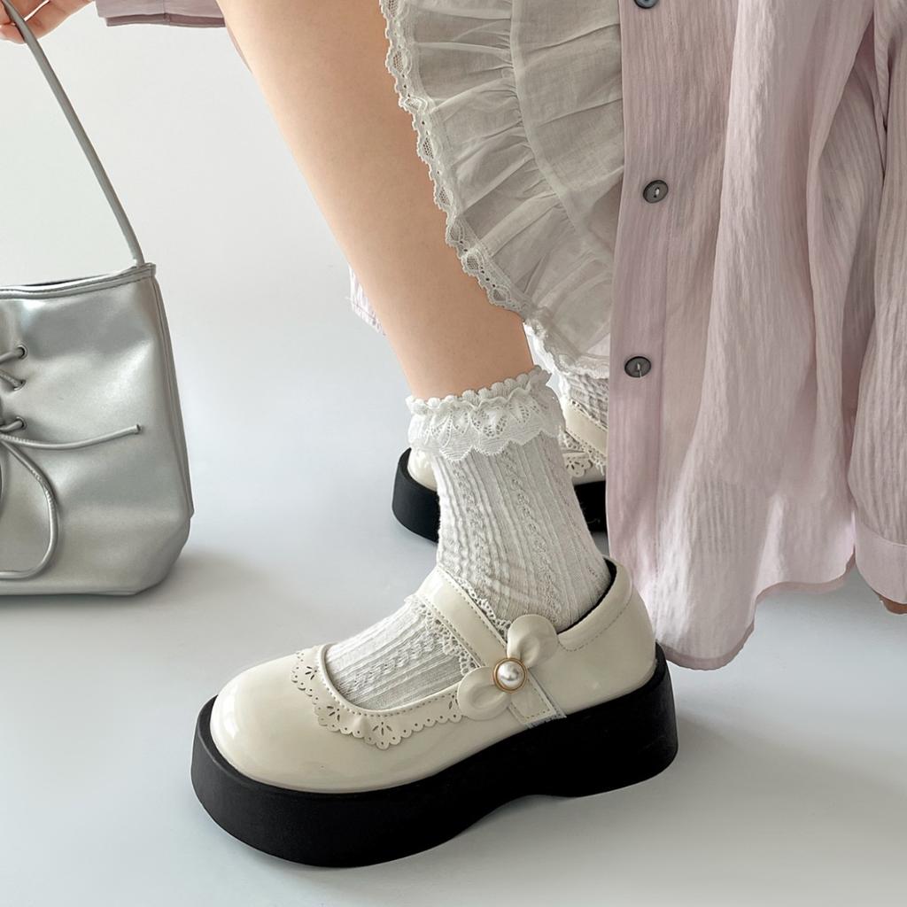 Black French Retro Platform Small Leather Shoes Women's 2025 New Summer Skirt JK Shallow Mouth Mary Jane Single Shoes