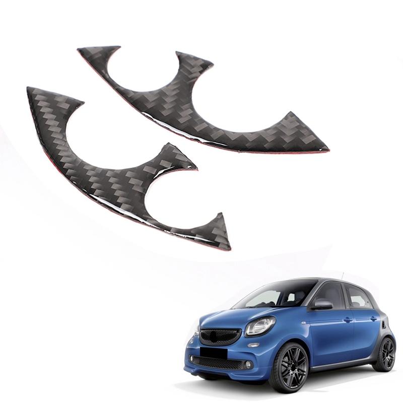 2Pcs/Set Car Carbon Fiber Steering Wheel Decoration Cover Trim Sticker Fit for Benz Smart 453 Fortwo 2016-