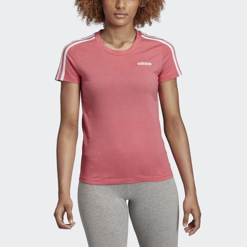 Adidas Logo Sport Casual Three Stripes Round Neck Breathable Training Fitness Short Sleeve T-Shirt Women T-Shirt Watermelon-Red EI0766