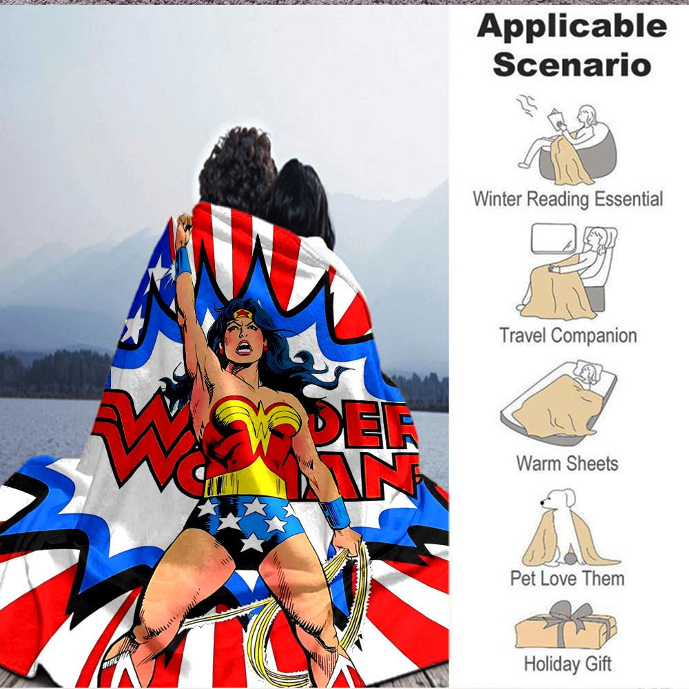 1 ks Wonder Woman, Superhrdinská flanelová deka Měkká, Teplá a Útulná na pohovku, Postel, Kancelář a Cestování Všestranný dárek pro každé roční období, Vánoční dárek