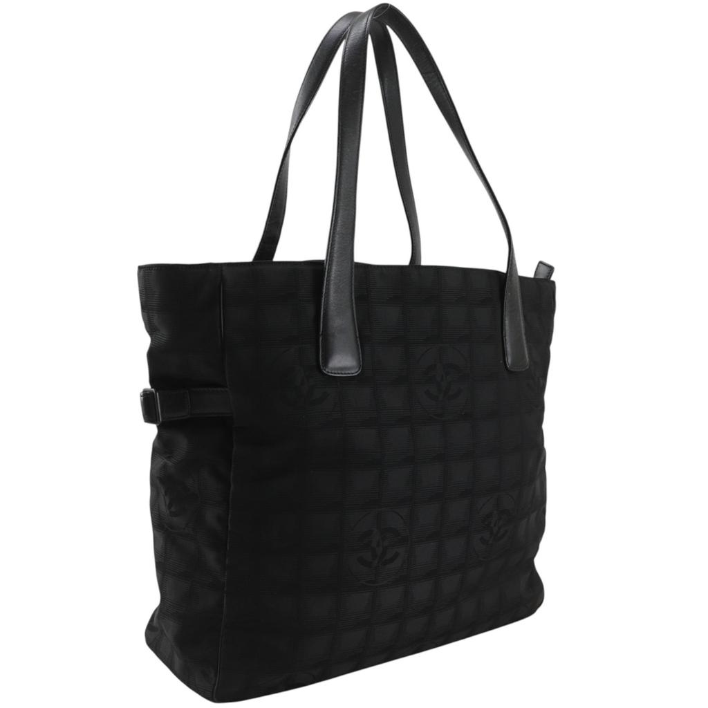 Chanel New Travel Line Tote GM Tote Bag A15825 Black Nylon Canvas Women Used