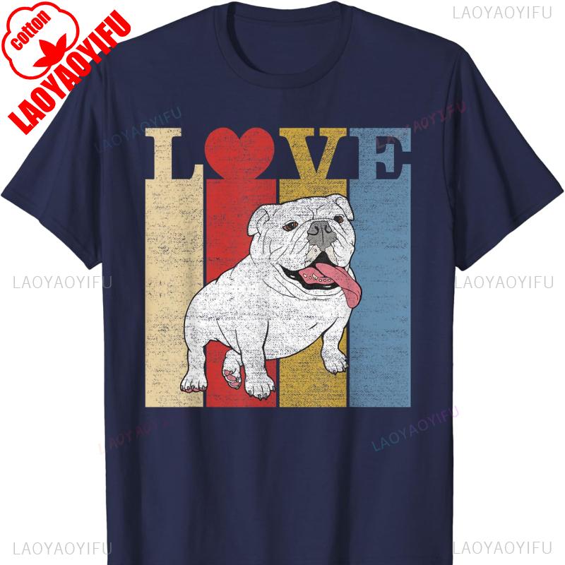 Bulldog Dog Dad Mom Lover Retro Vintage Bulldog Gift TShirt Graphic TShirts Clothes Clothing Gothic Shirts for Tops Unisex