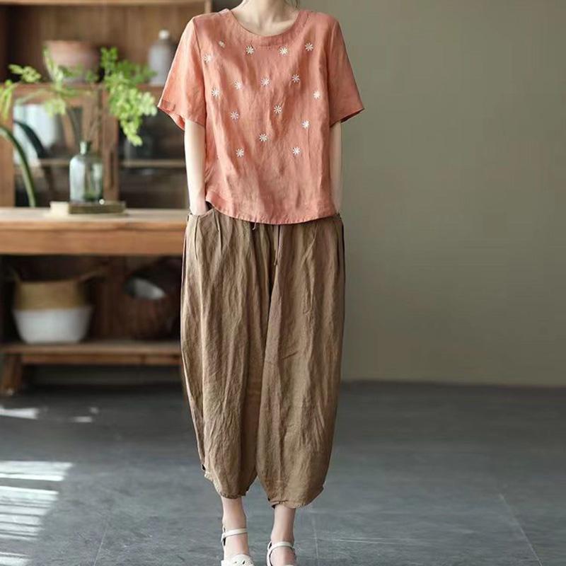 T-shirt for Women Summer Large Size Cotton T-shirt Soft Loose Printed Casual Comfortable Pullover T-shirt Top