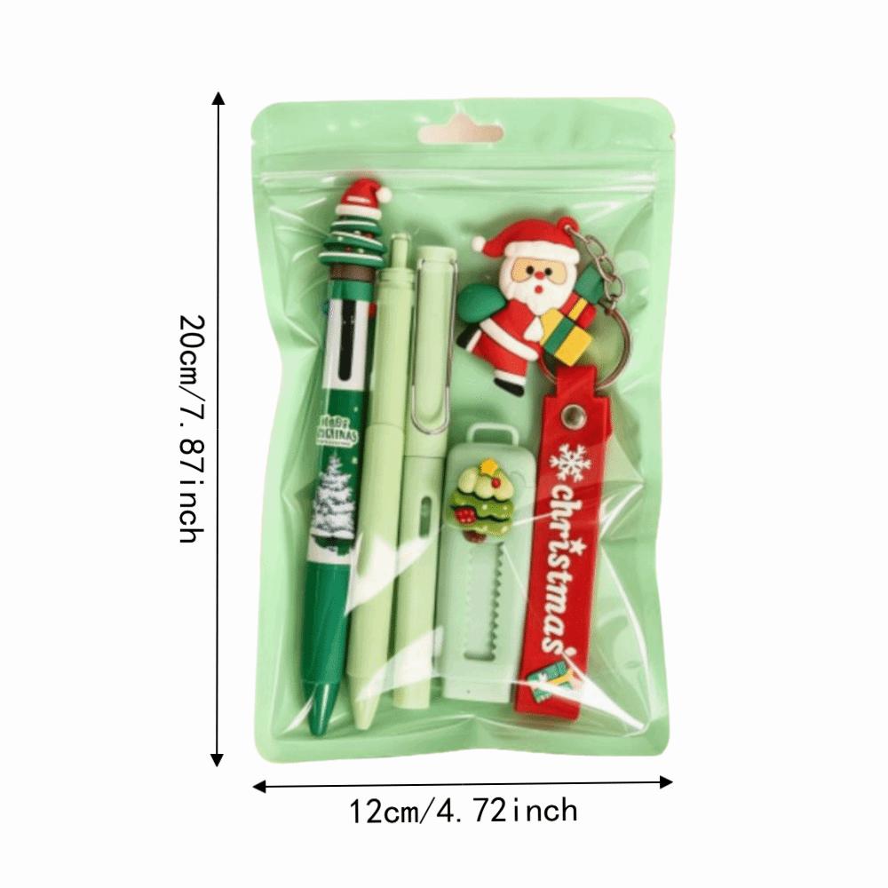 5Pcs/Set 4-color Ballpoint Pen Study Stationery Gifts Christmas Learning Gift Box Writing Supplies