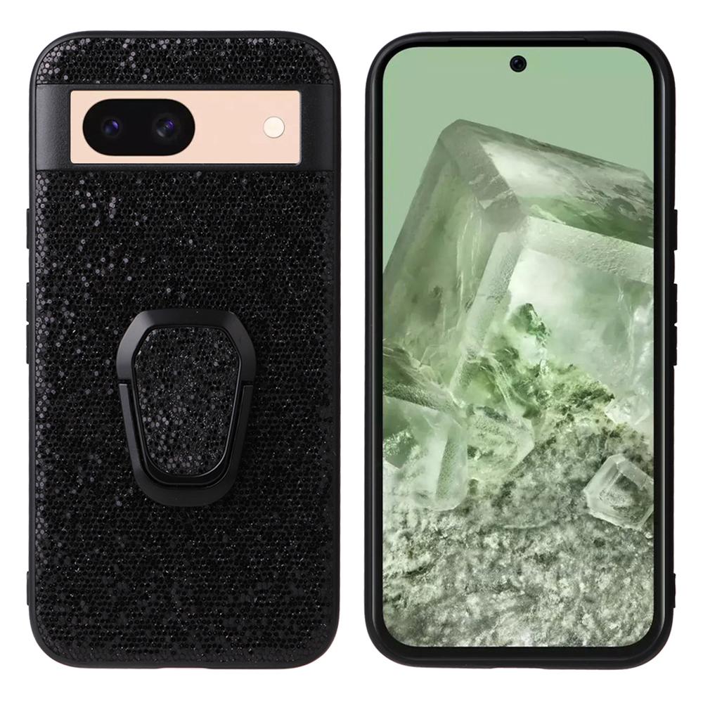 

For Google Pixel 8a Case Kickstand Leather+TPU+PC Phone Back Cover E