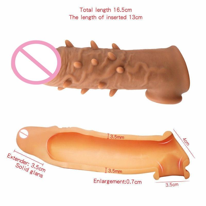 Realistic Penis Extender Cock Sleeve Reusable Condom Silicone Penis Delay Ejaculation Dick Enlargement Extension Man Sex Toys 18