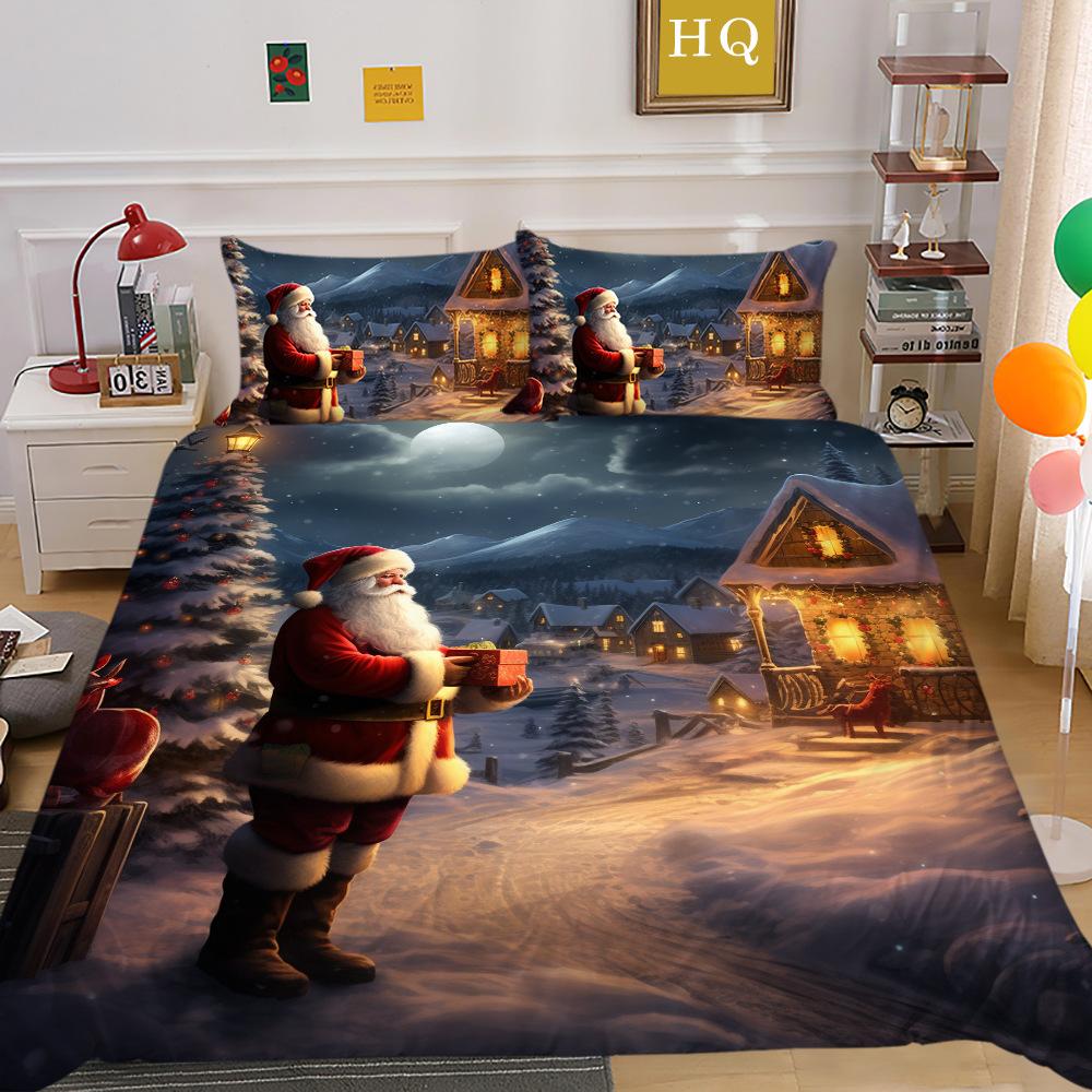 

Рождественская печать 3D-печать Полиэстеровая наволочка Пододеяльник Набор из двух или трех предметов EU Single 135*200