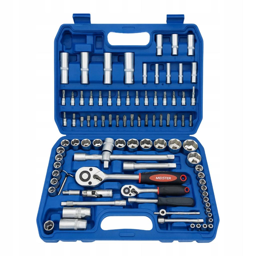 Wielofunkcyjny zestaw narzędzi 94 el. do naprawy samochodów, motocykli, rowerów, klucze nasadowe, śrubokręt – warsztat