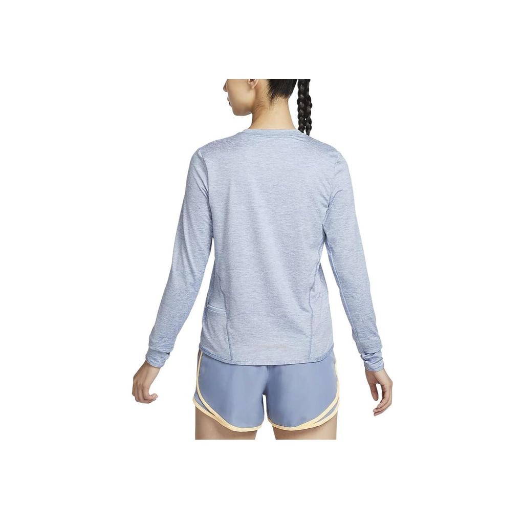 Nike Dri-FIT Solid Color Round Neck Quick-Dry Casual Long Sleeve T-Shirt Women Tops Light-Blue FB4298-440