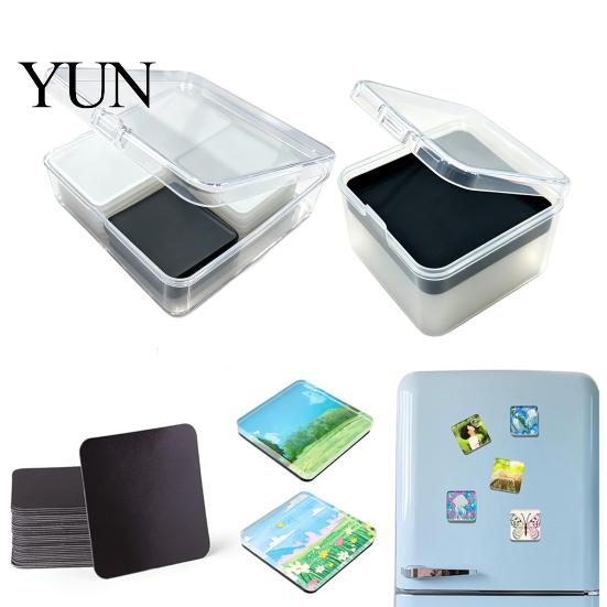 Transparent Acrylic Fridge Magnets 5/6/8/10/15/20/24 Sets DIY Magnet Kit, Square Refrigerator Photo Holder with Adhesive Backing, Clear Picture Making