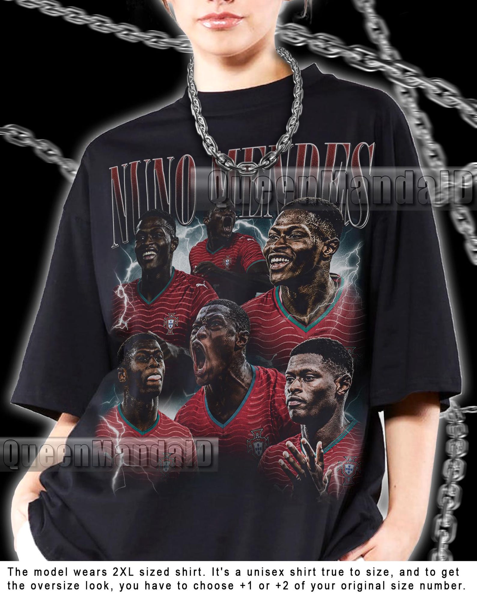 Nuno Mendes Shirt 90s Retro Soccer Fan T-Shirt, Unisex Bootleg Style Tee KUS128 M