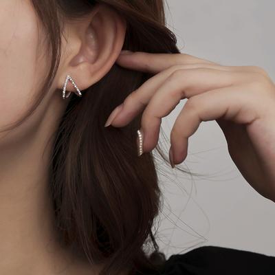 Hollow Love Stud Earrings, Women'S Cold Temperament, Small And Simple Geometric Triangular Zircon Earrings