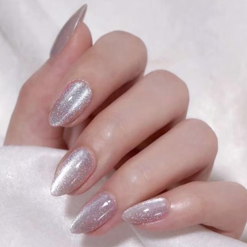 Medium Almond Press On Nail 30 Pieces Set Cats Eye Design in Autumn Stick on Nail Acrylic False Nail Manicures Ornament