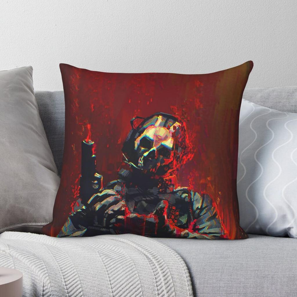 Simon Ghost Riley Square Pillowcase Polyester Linen Velvet Creative Zip Decorative Throw Pillow Case Home Cushion Cover