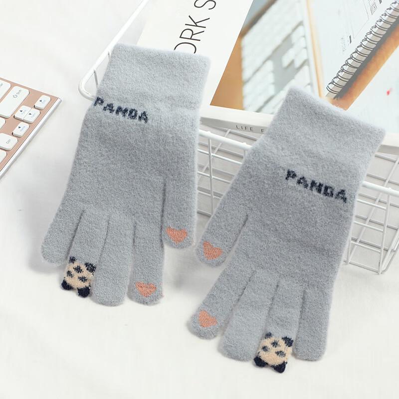 

Women s Autumn Winter Cute Plush Panda Fingertip Touch Screen Gloves