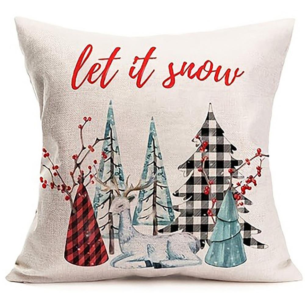 

Festive Christmas Pillowcases: Believe, Merry Christmas, Merry & Bright, Let it Snow Sofa bed cushion cover,home decoration 16x16Inch