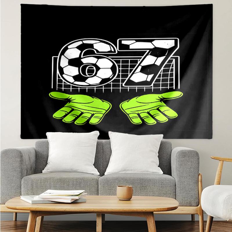 67 Print Tapestry, Backdrop, Easy Setup, Ideal for Bedroom, Office & Living Room, with Aesthetic Wall Hanging Decor.