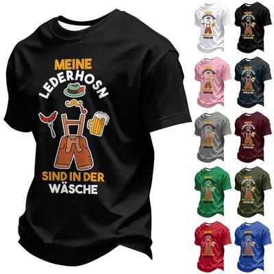 Men's Summer Crew Neck Short Sleeve T-Shirt Casual Comfortable Oktoberfest Print Shirt Lightweight Breathable Fabric