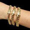 2019 Neuankömmling 8/10/12/14/16/18 mm Edelstahl Miami Curb Cuban Chain Kristallarmband Casting Lock Verschluss Herren Gliederschmuck