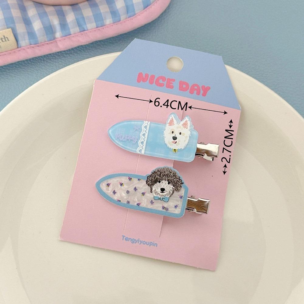 Adorable Pet Dog Hair Clip Set Sweet No-Crease Bang Clip Cartoon Puppy Hair Clips  for Women Girls