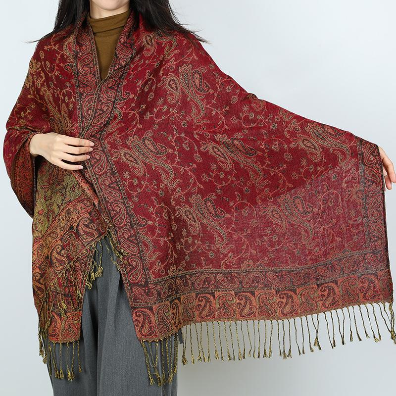 New women's jacquard cashew scarf shawl dual-purpose travel outside decorative large shawl
