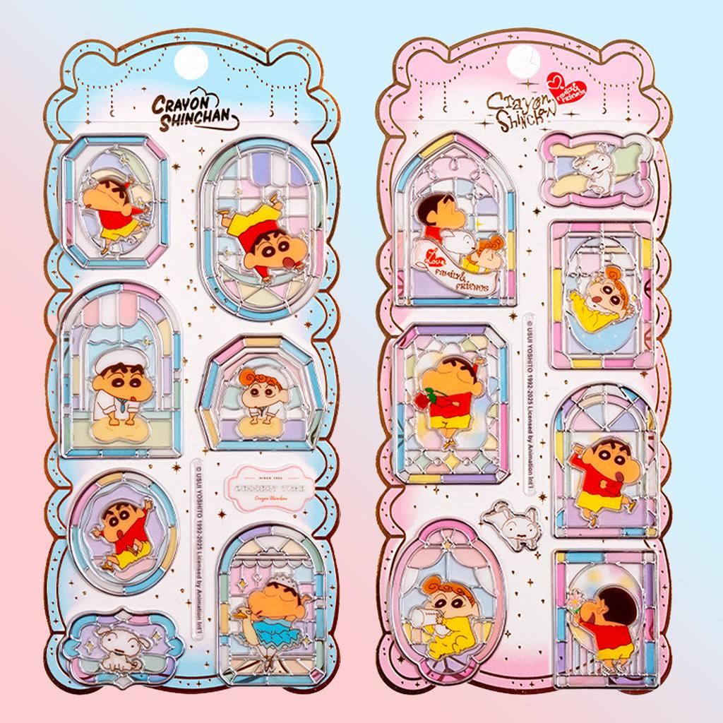 Cute Crayon Shin-chan 3D Silver Foil Window Glass Stickers - Crystal Decor for Girl Bag DIY Phone Album Decoration