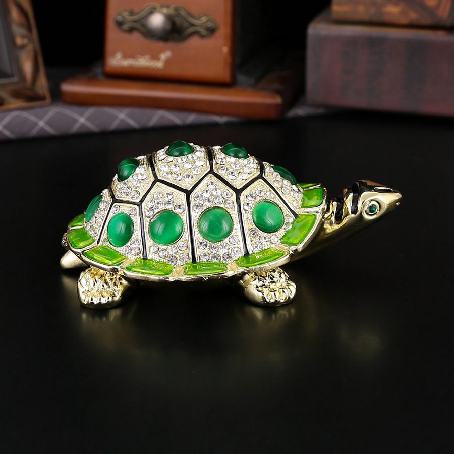 Light Luxury Enamel Color Diamond-encrusted Turtle Jewelry Box, Jewelry Storage Box, Magnetic Flip Cover, Dust-proof Jewelry Box, Home Ornament.