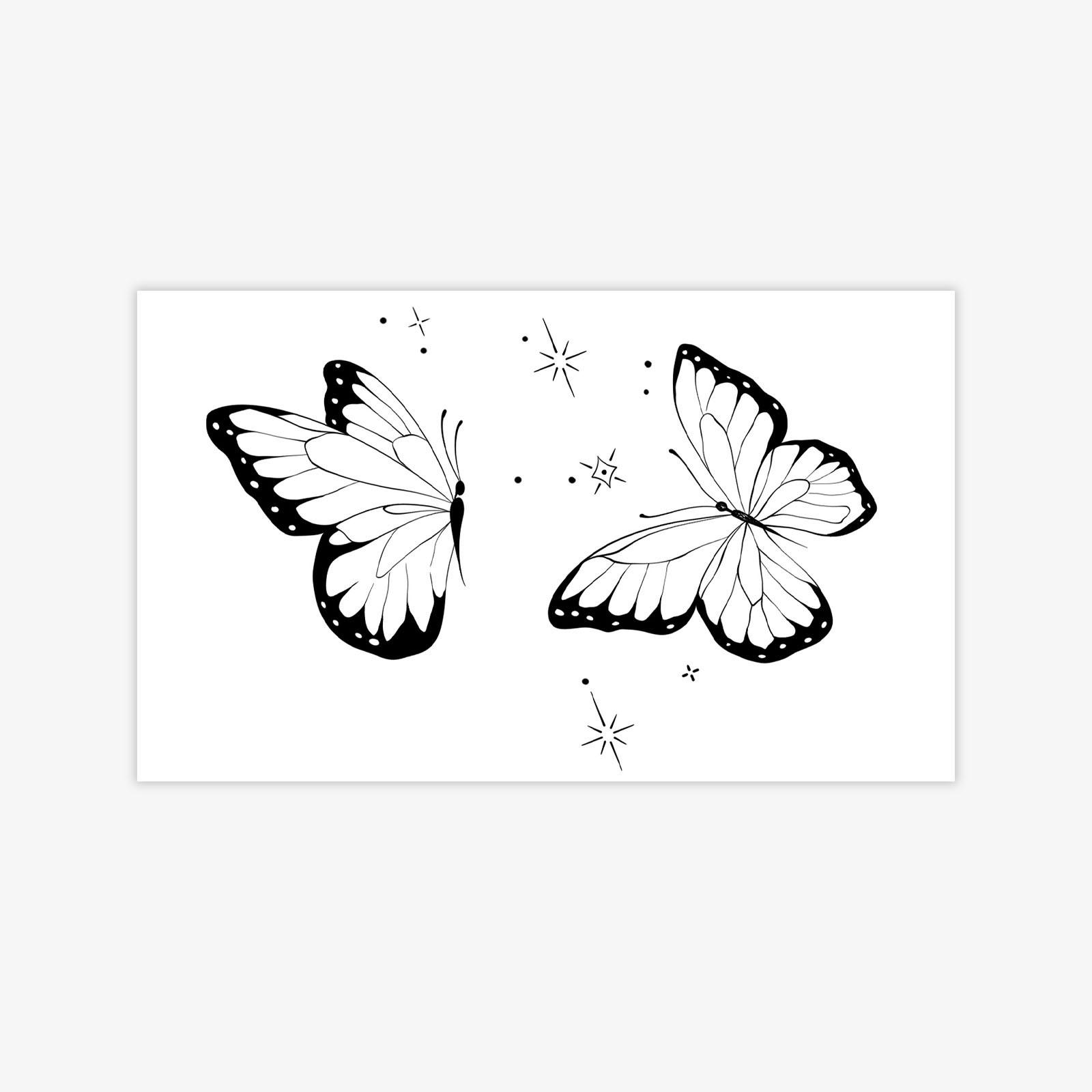 

Double Butterfly Tattoo Sticker, Waterproof And Long-Lasting, Women S Back Waist Gentle And Advanced Simulation Tattoo 9*15