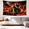 1PC Gothic Motorcycle Rider Tapestry  Flame Background Wall Hanging Dark Gothic Decor for Living Room Bedroom  Bar