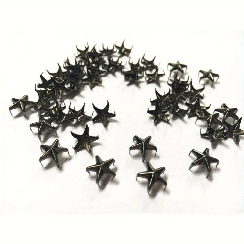 100pcs DIY Rivets and Five-pointed Star Claw Nails Silver Gold Gun Black Clothing Accessories Mobile Phone Case Material Bag