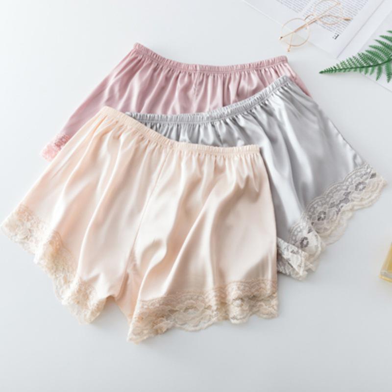 Women's Lace Trim Anti-Exposure Silk-Inspired Loose Shorts - Plus Size Summer Safety Leggings