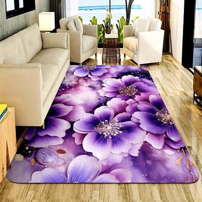 1 tapis de cuisine anti-fatigue de luxe à imprimé floral violet, imperméable, antidérapant, épais, rembourré, tapis de cuisine très résistant et confortable pour la cuisine