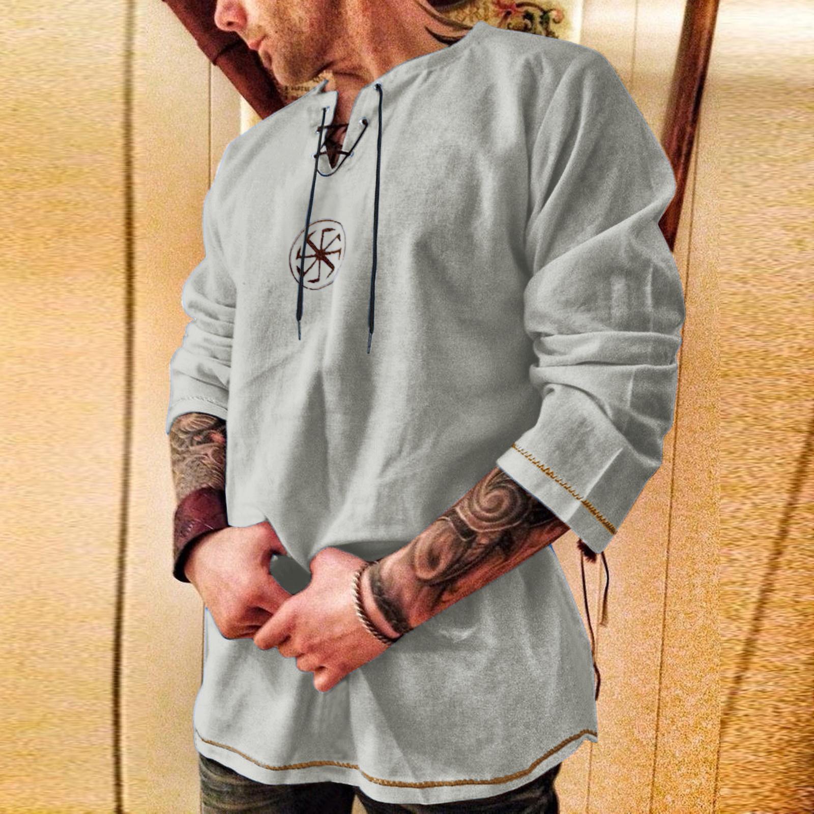 

Мужская весна лето повседневная мода хлопок лен однотонный круглый вырез с длинным рукавом XL