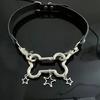 European American Style Leathers Collar Trend Punk Bone Pentagrams Neck Bands Adjustable Length Neckchain Accessories