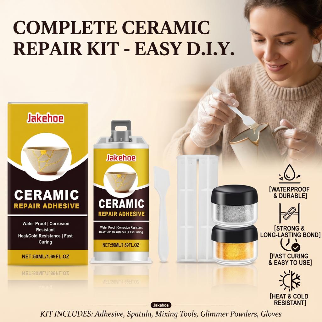 Ceramic Repair Adhesive Kit Repair Ceramic Glass Beautify Cracks Heat & Cold Resistant Fast Curing Waterproof Crack Repair Glue