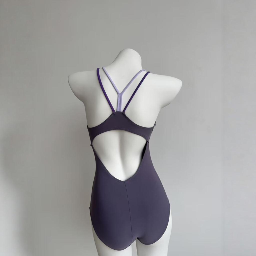 Double-layer Swimsuit Multi-color Shoulder Strap One-piece Competitive Swimsuit Professional Sports Training Racing Belly-covering Swimsuit
