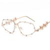 Vintage Sunglasses Eyeglasses Women Oversized Metal Glasses Frame Men Clear Lens Glasses Gold Optical Bling Party Eyeglasses