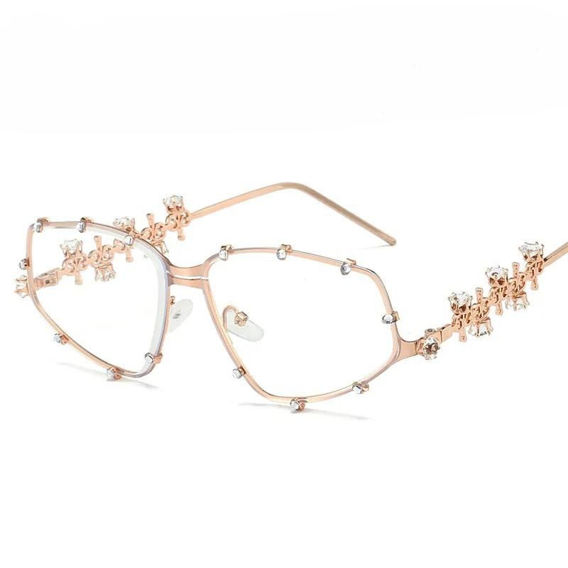 Vintage Sunglasses Eyeglasses Women Oversized Metal Glasses Frame Men Clear Lens Glasses Gold Optical Bling Party Eyeglasses
