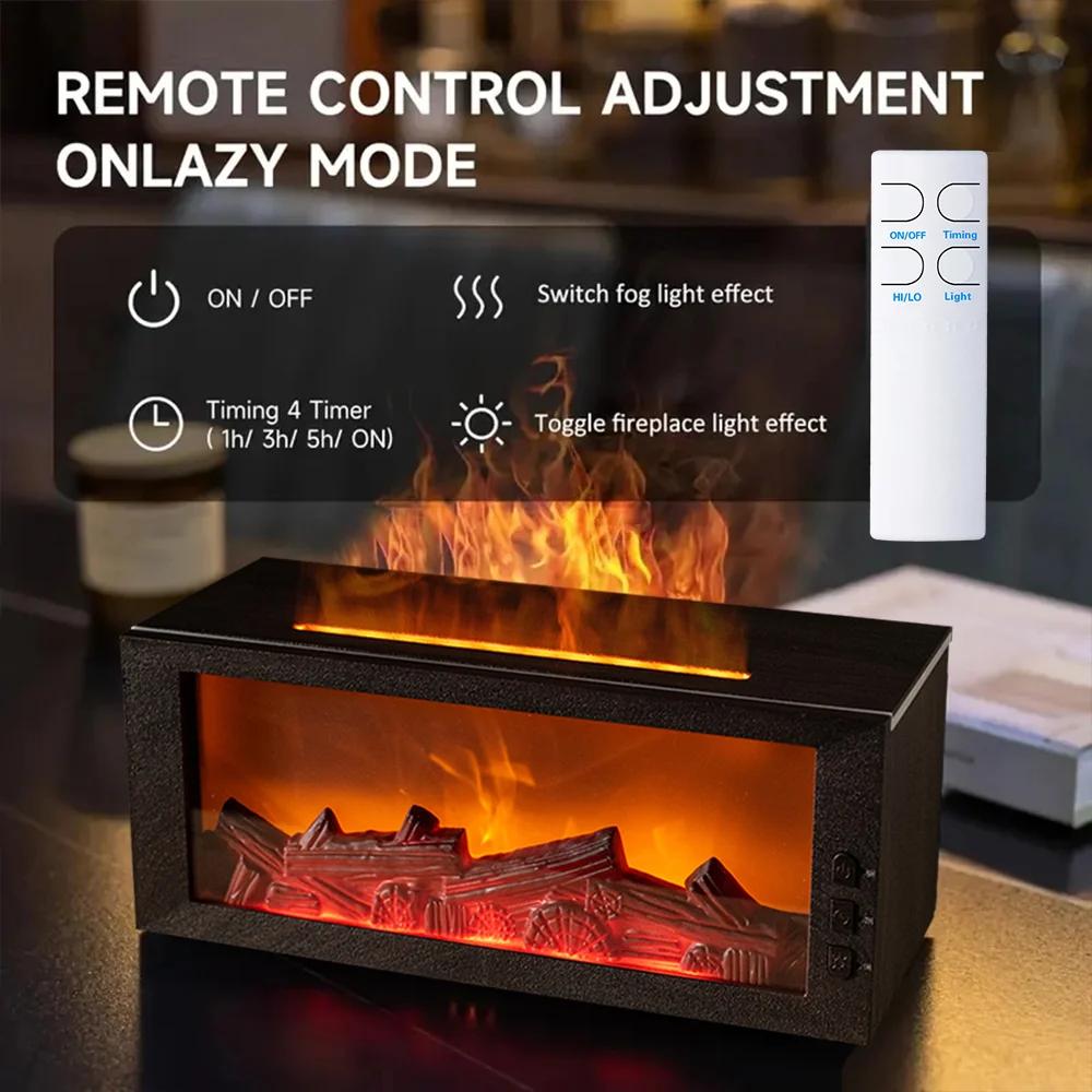 Air Humidifier & Aroma Diffuser with Essential Oil, Aromatherapy Machine for Home, Room Fragrance Humidifier with Flame Night Li