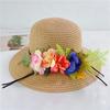 Pastoral flowers straw hat women summer sunscreen sunshade bucket hat travel seaside beach basin hat foldable