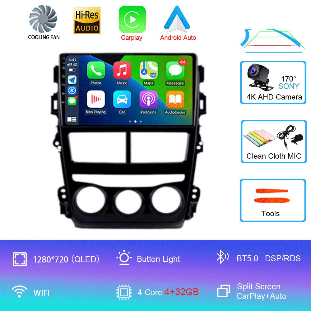 

Автомобильное радио Android 14 Carplay Auto для Toyota Vios Yaris 2018 2019 2020 Навигация GPS Мультимедийный плеер видео Стерео Wi-Fi+4G BT